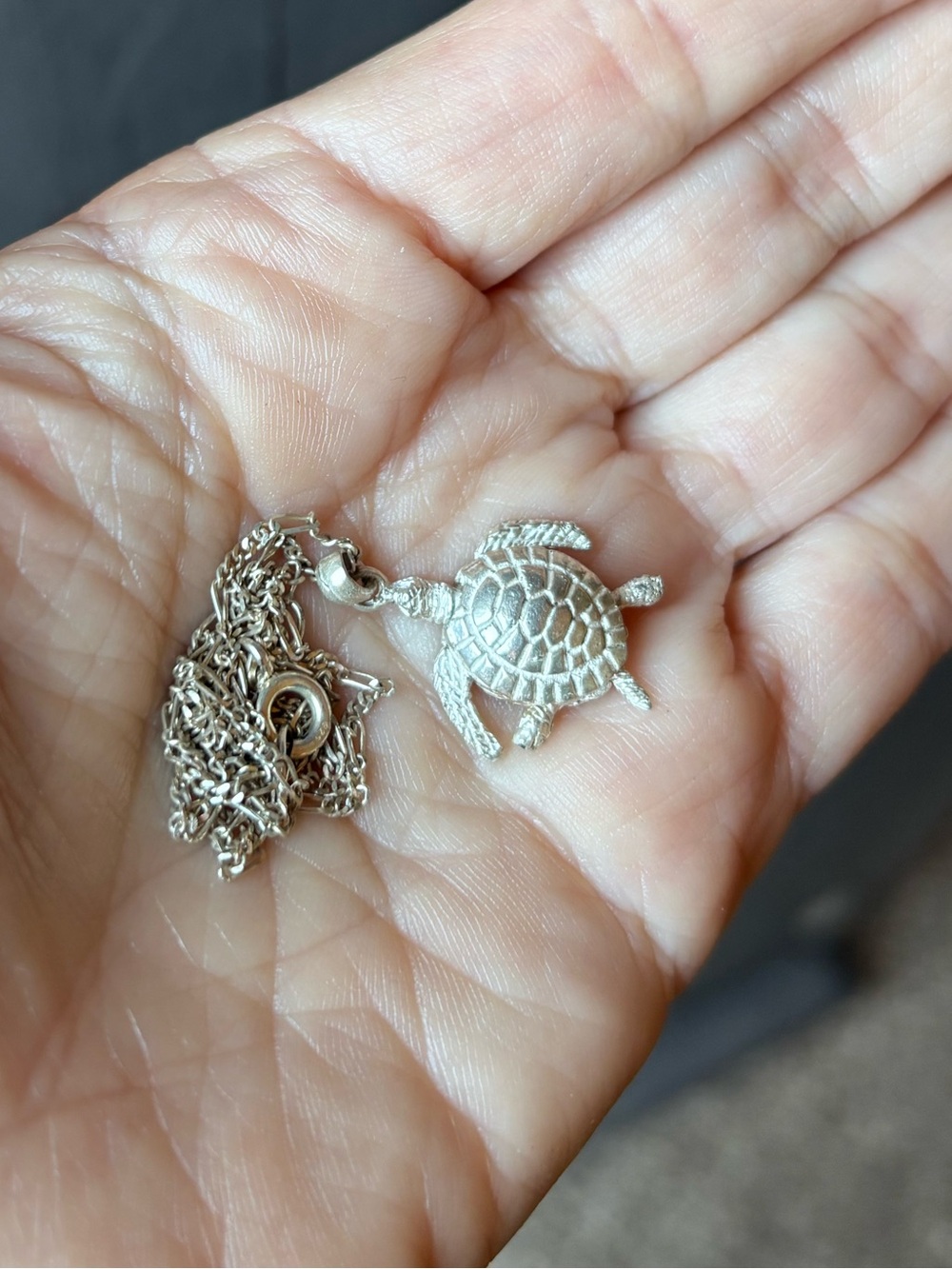 Vintage Sterling Silver Sea Turtle Pendant Necklace - Picture 7 of 13